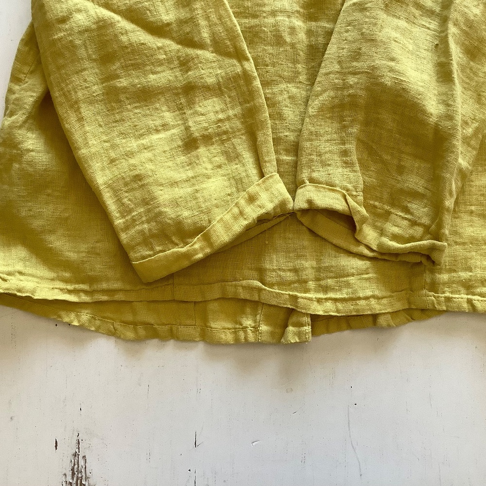 Flax 100% Linen Oversized Button Down Canary Yell… - image 7